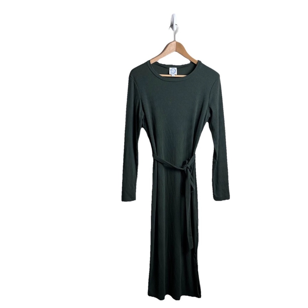 Blue Rain Sweater Dress Medium M Francesca’s Dark Green Long Sleeve Knit Women’s